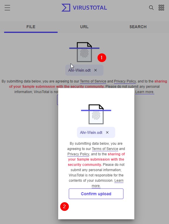 online virus scan datei hochladen