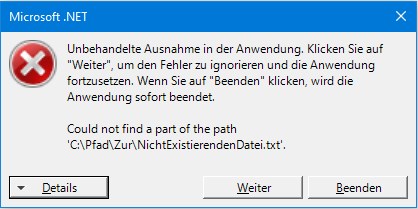 Mircosoft.NET Fehlermeldung